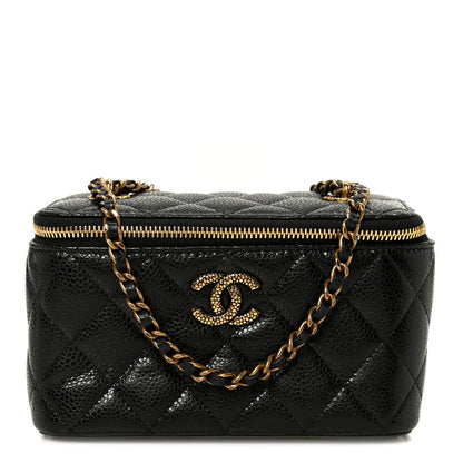 Chanel Grained Lambskin Quilted Small Vanity Case With Chain Black 1 of 11