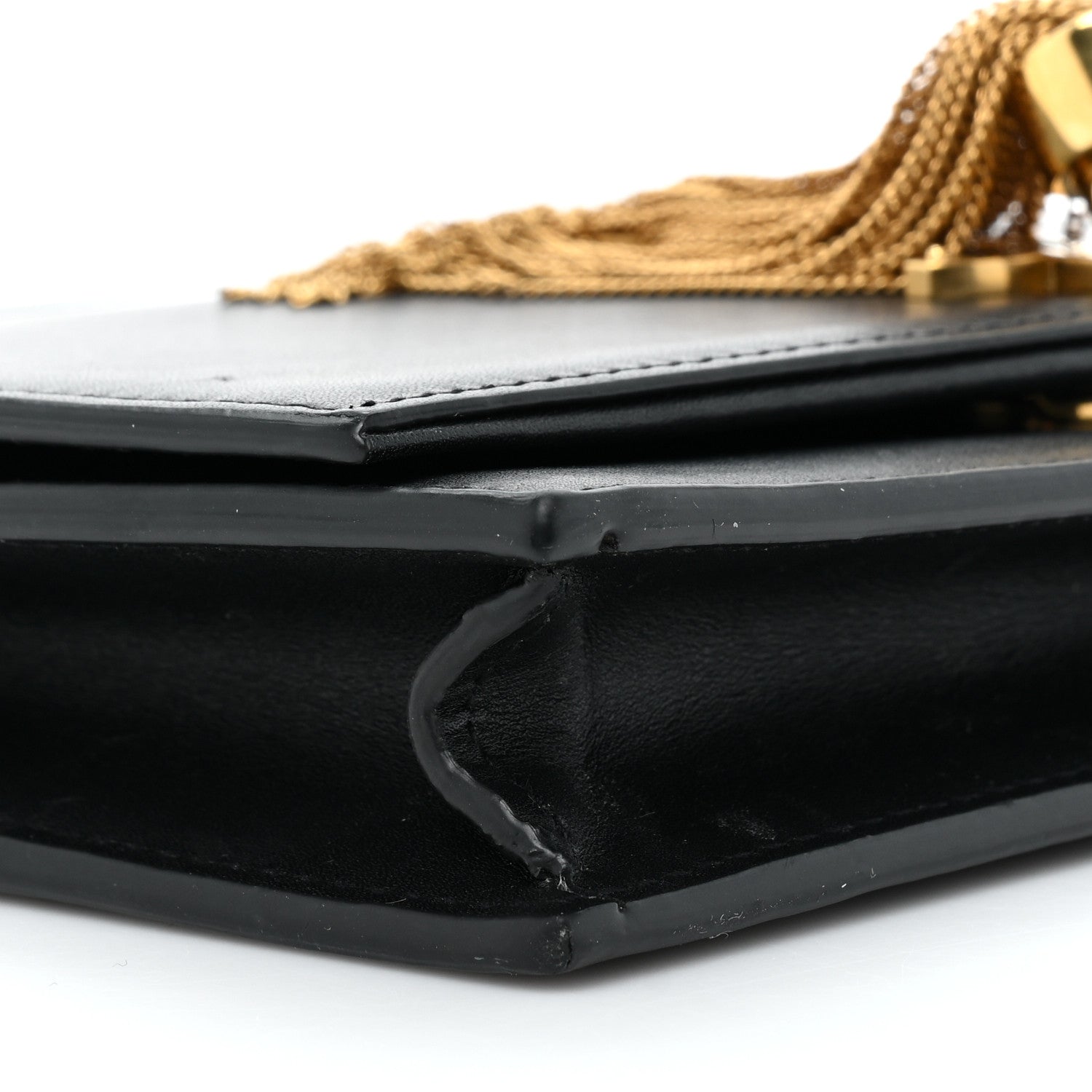 Saint Laurent Smooth Calfskin Classic Monogram Kate Tassel Chain Wallet Black 9 of 15