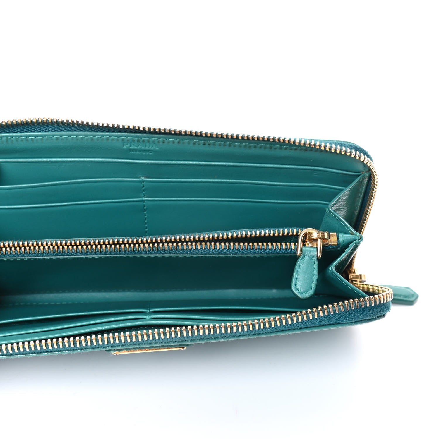 Prada Saffiano Vernice Zip Around Wallet Voyage 5 of 7