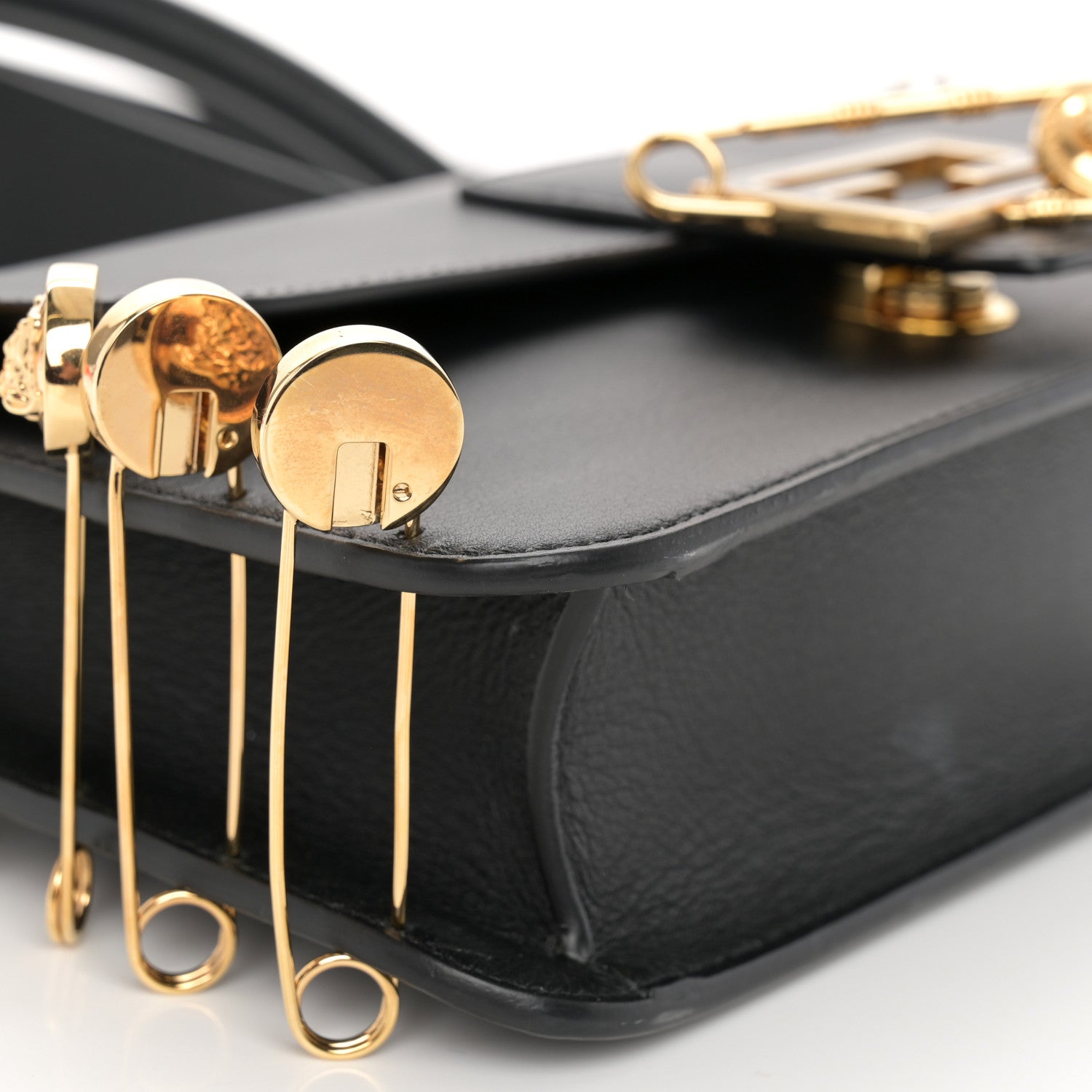 Fendi X VERSACE Vitello Seta Fendace Brooch Baguette Black 9 of 11