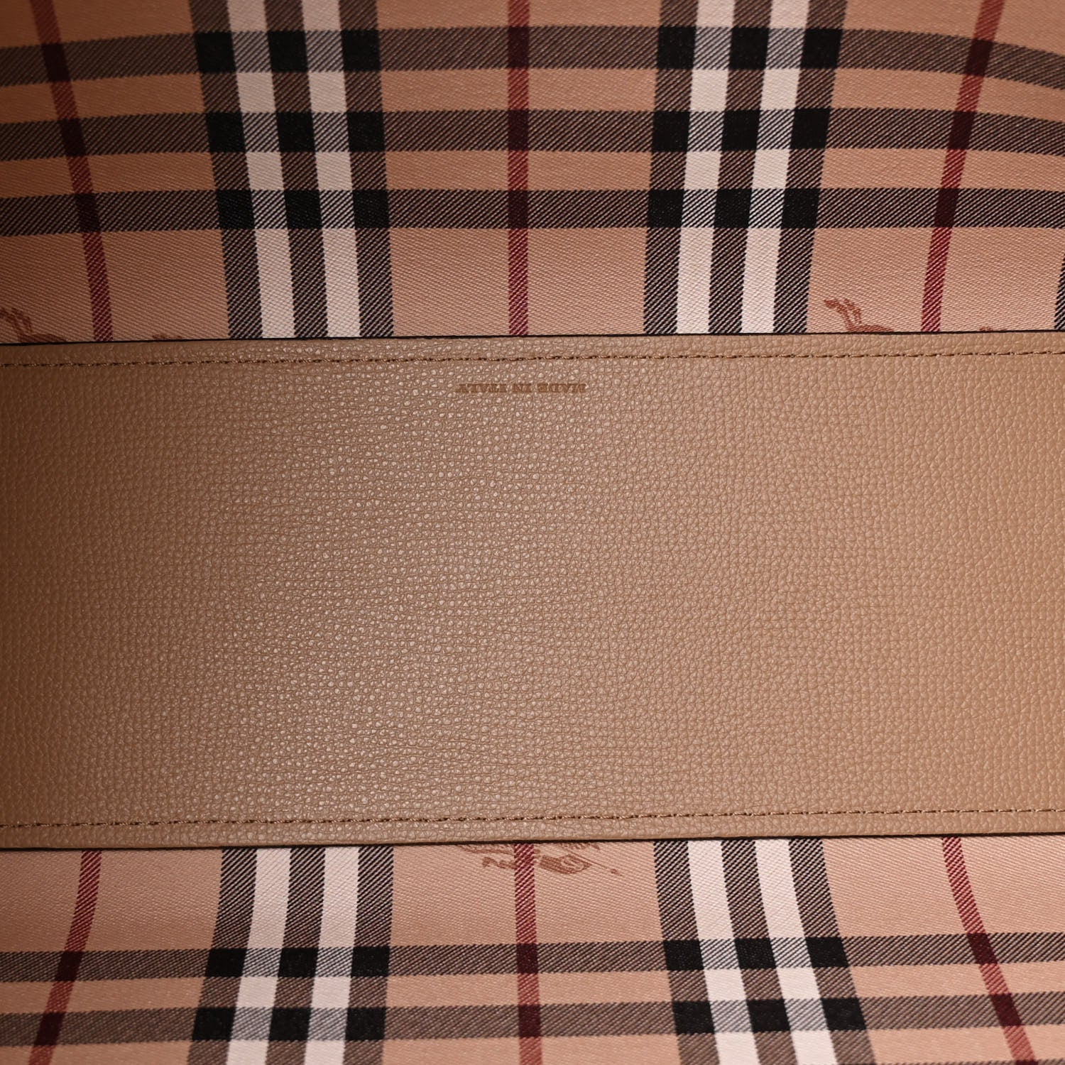 Burberry Grainy Calfskin Haymarket Check Medium Reversible Tote Camel 9 of 19
