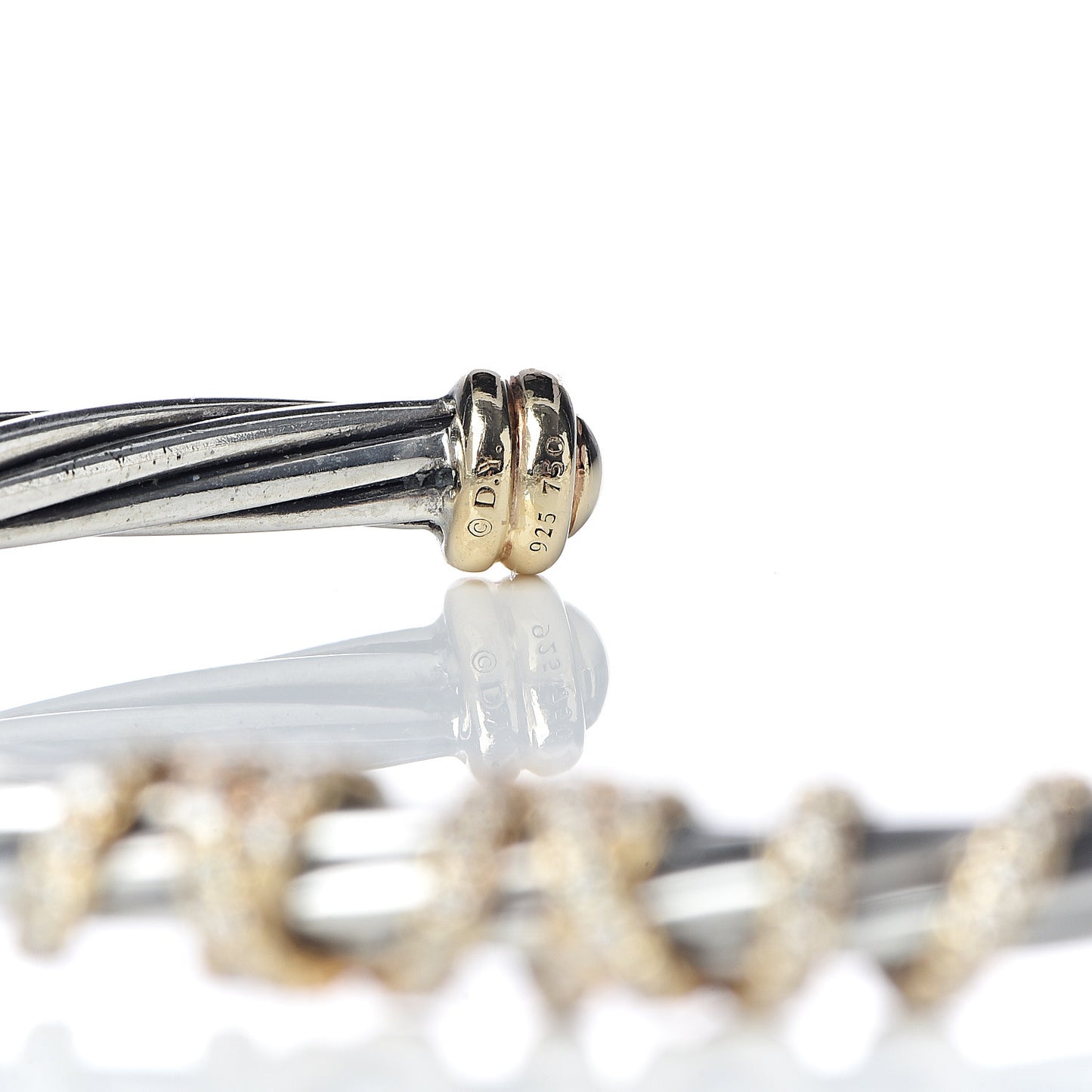 Sterling Silver 18K Yellow Gold Diamond 4mm Helena Station Bracelet M