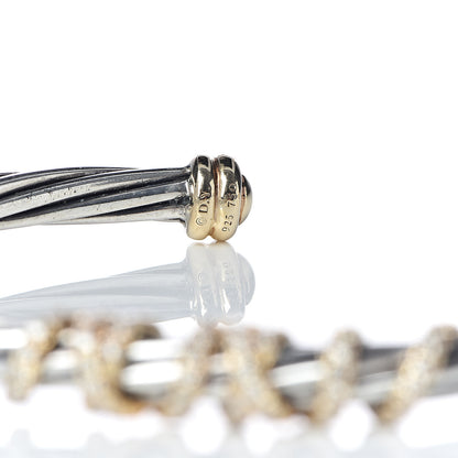 David Yurman Sterling Silver 18K Yellow Gold Diamond 4mm Helena Station Bracelet M 4 of 5