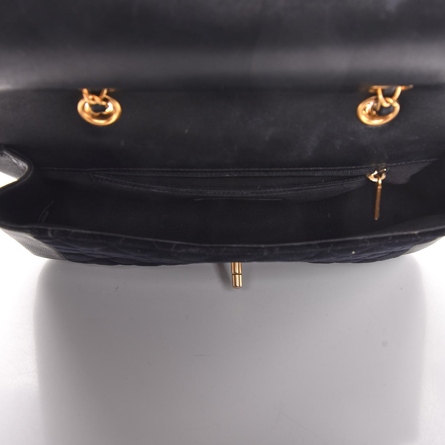 Metallic Lambskin Velvet Quilted Medium Flap Black
