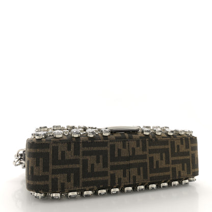 Fendi Fabric Jacquard FF 1974 Crystal Embellished Baguette Tobacco Moro Multicolor 4 of 11