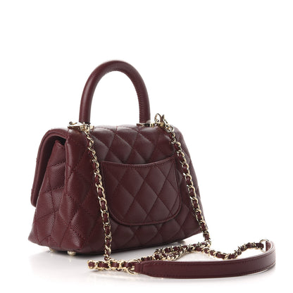 Chanel Caviar Quilted Extra Mini Coco Handle Flap Burgundy 3 of 10
