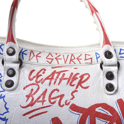 Balenciaga Agneau Graffiti All Over Classic Hardware S City White Bleu Rouge 19 of 21