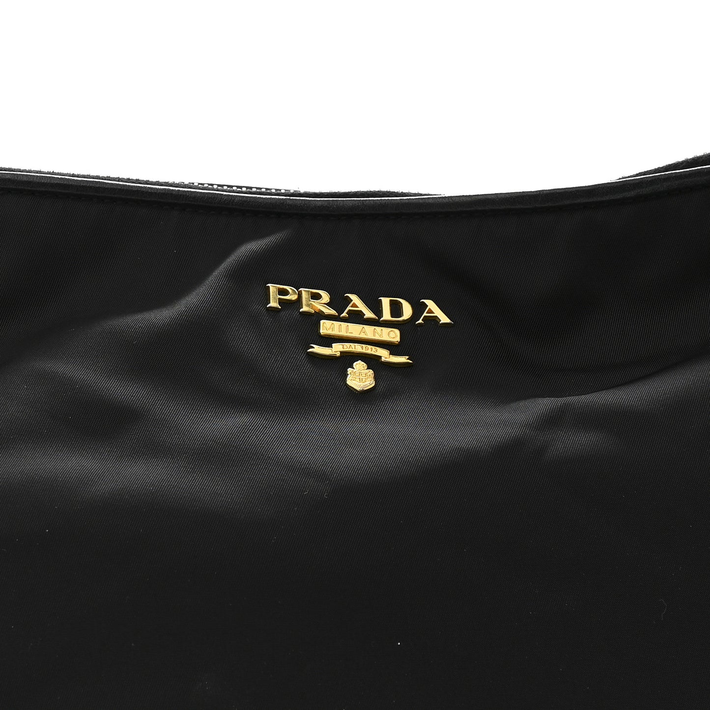 Tessuto Nylon Soft Calfskin Shoulder Bag Black