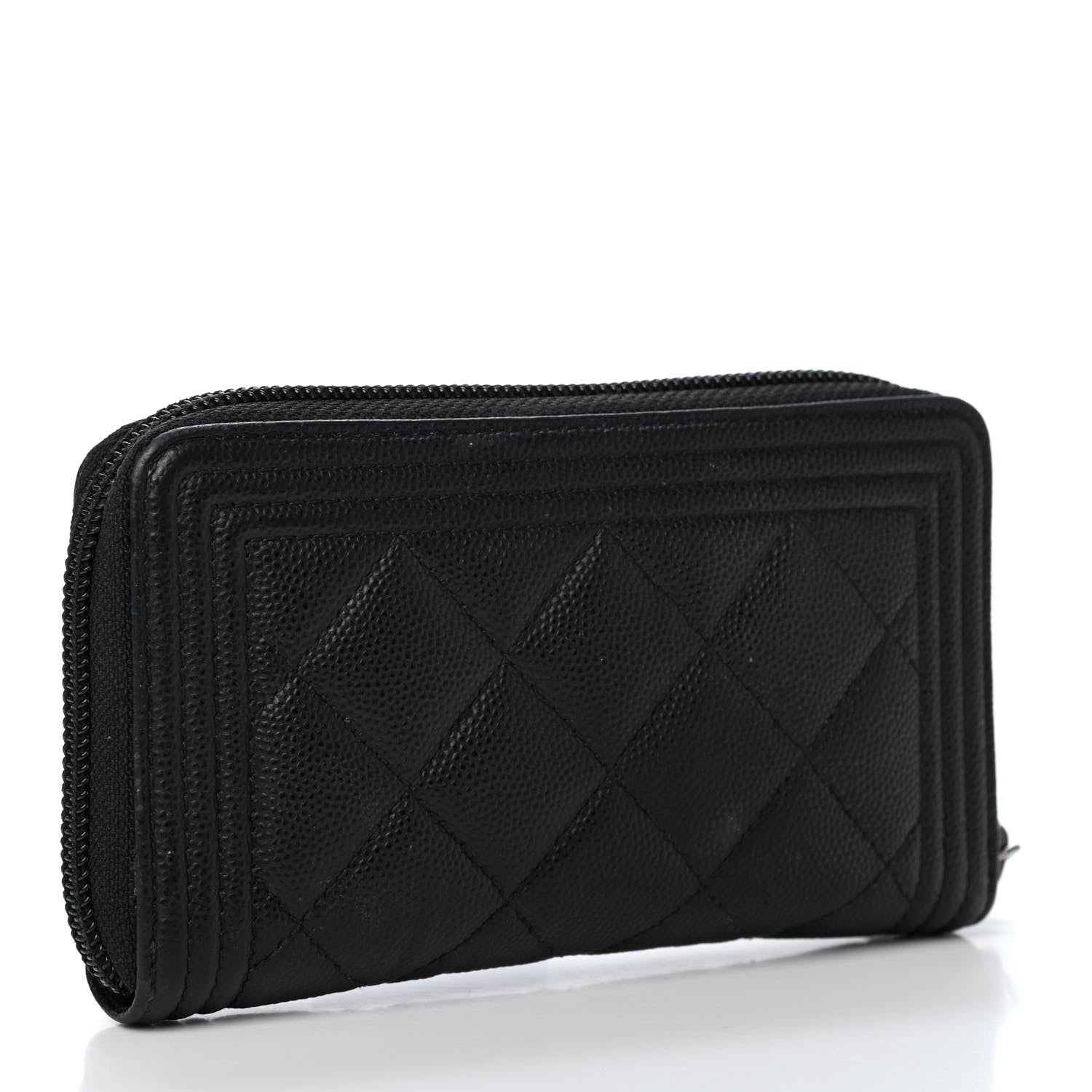 Chanel Caviar Quilted Small Boy Zip Around Wallet Black 2 of 4