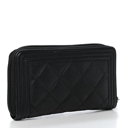 Chanel Caviar Quilted Small Boy Zip Around Wallet Black 2 of 4