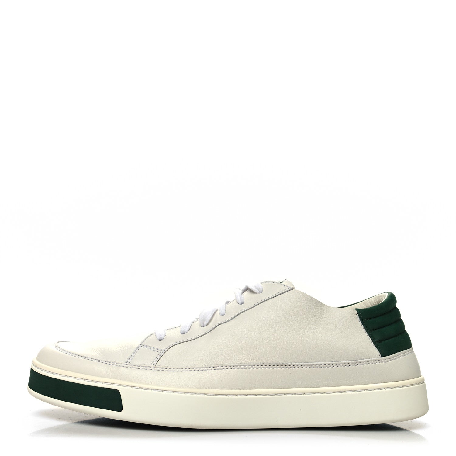 Gucci Nappa Suede Mens Low Top Sneakers 8 White Green 2 of 7