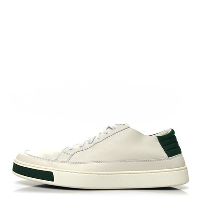 Gucci Nappa Suede Mens Low Top Sneakers 8 White Green 2 of 7