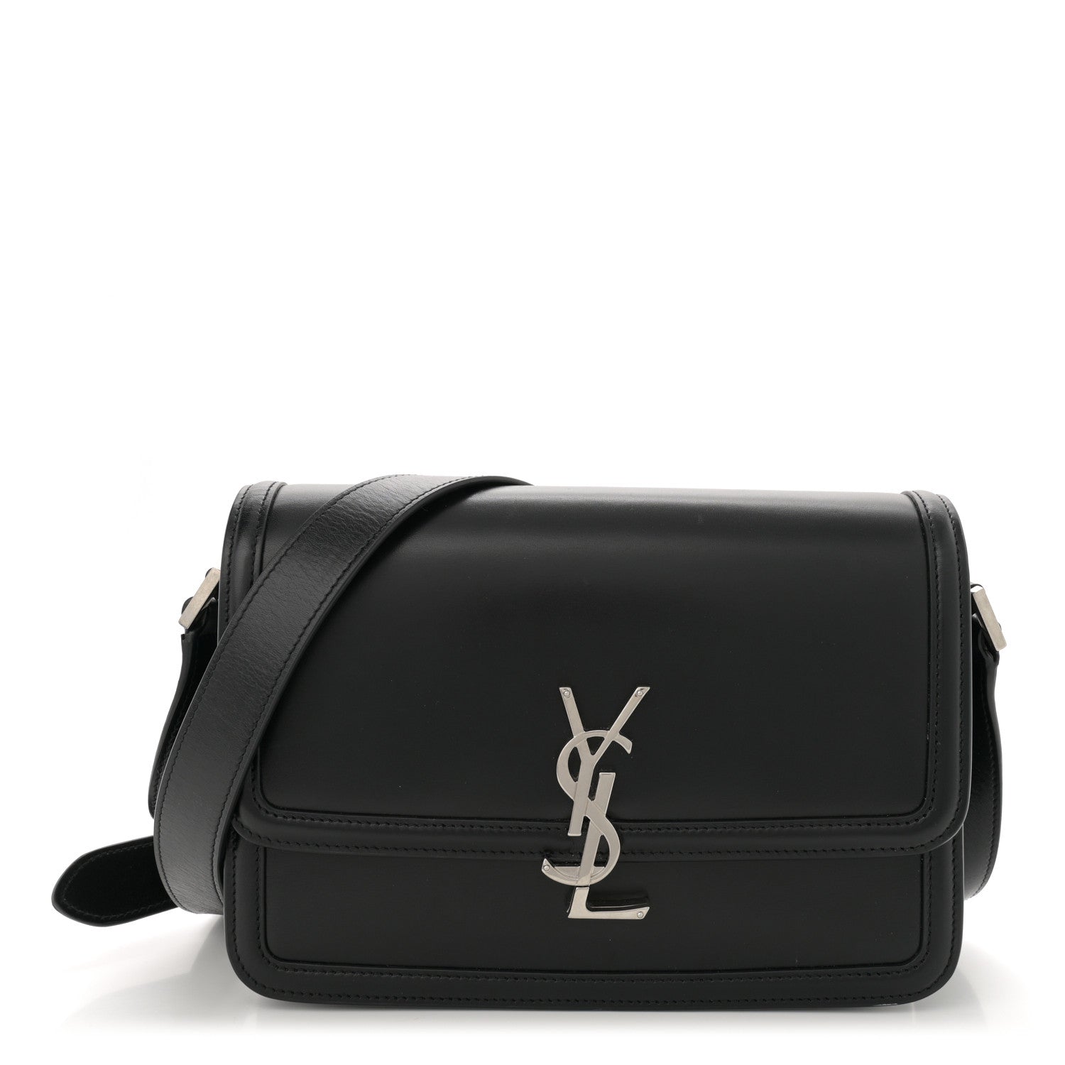 Saint Laurent Box Calfskin Monogram Medium Solferino Satchel Black 1 of 13