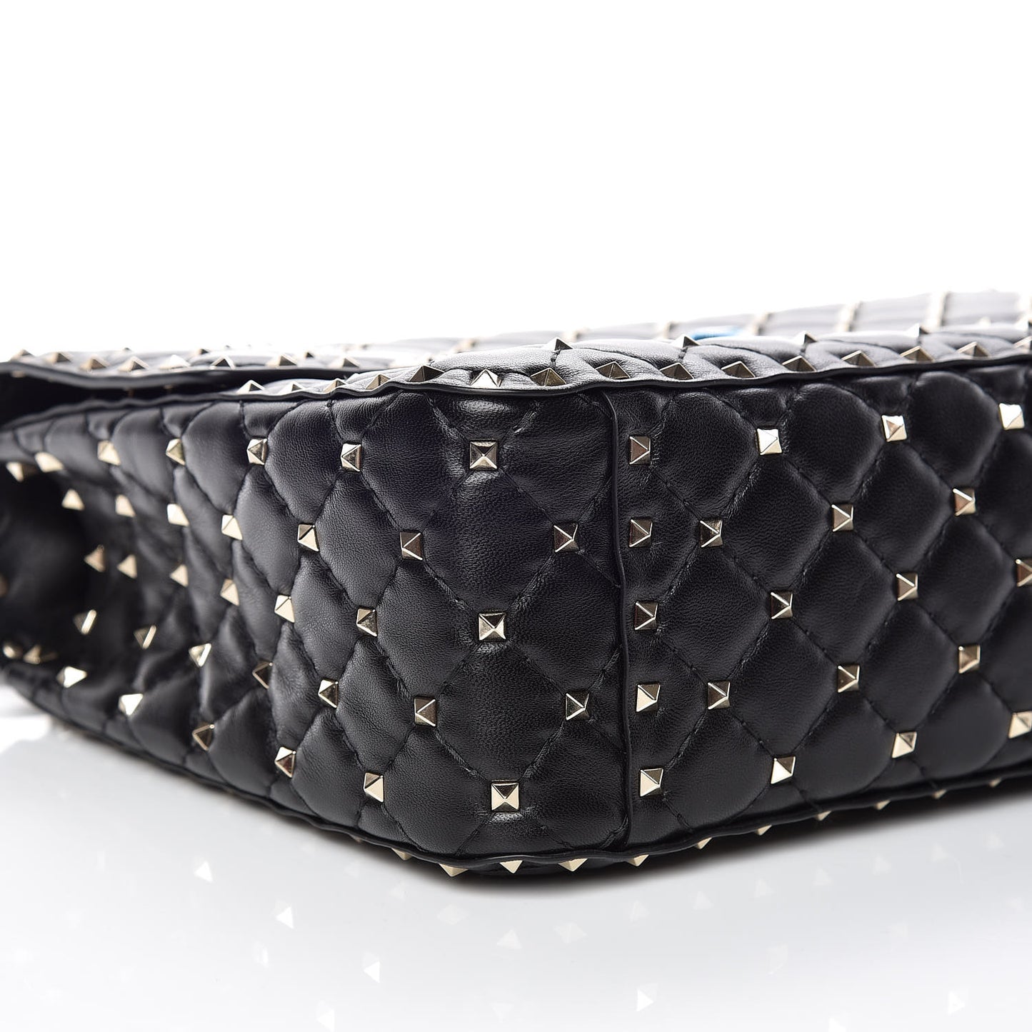 Lambskin Large Rockstud Spike Shoulder Bag Black