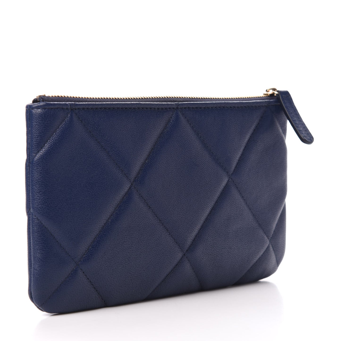 Lambskin Quilted Small Chanel 19 Pouch Navy