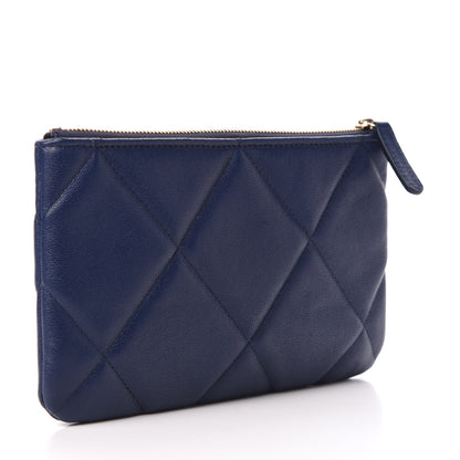 Chanel Lambskin Quilted Small Chanel 19 Pouch Navy 3 of 8
