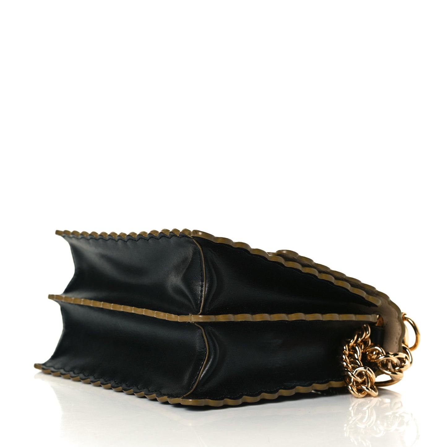 Vitello Liberty Scalloped Studded Small Kan I Shoulder Bag Black