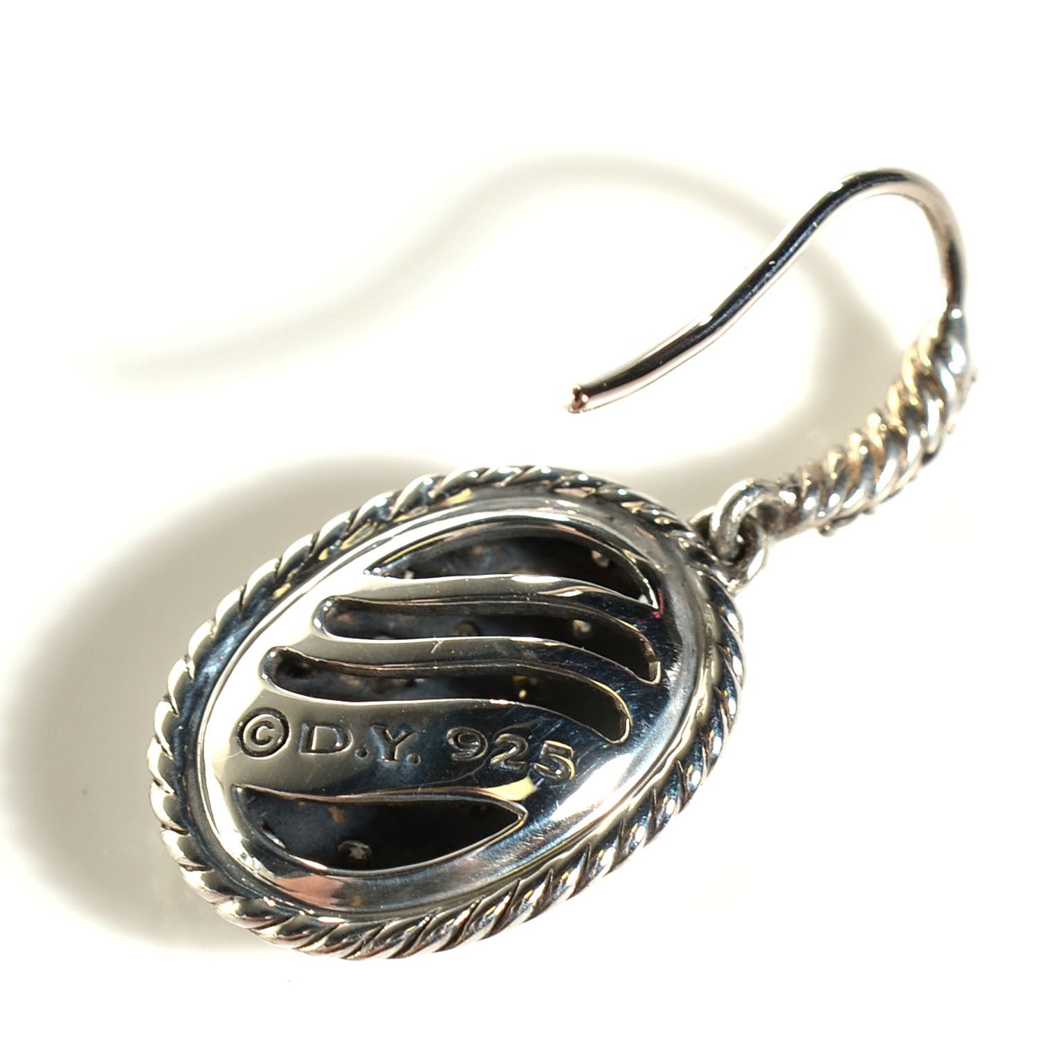 David Yurman Sterling Silver Diamond Midnight Melange Drop Earrings 4 of 5