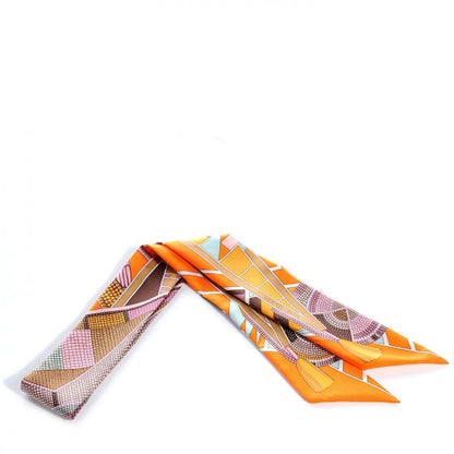 Hermes Silk L'Art Indien Des Plaines Twilly Orange 1 of 5