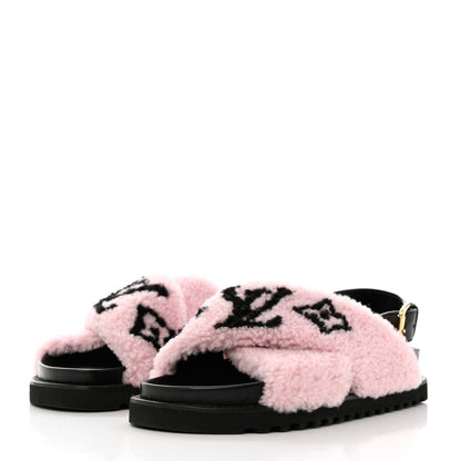 Louis Vuitton Shearling Calfskin Paseo Flat Comfort Sandal 39 Pink 3 of 9