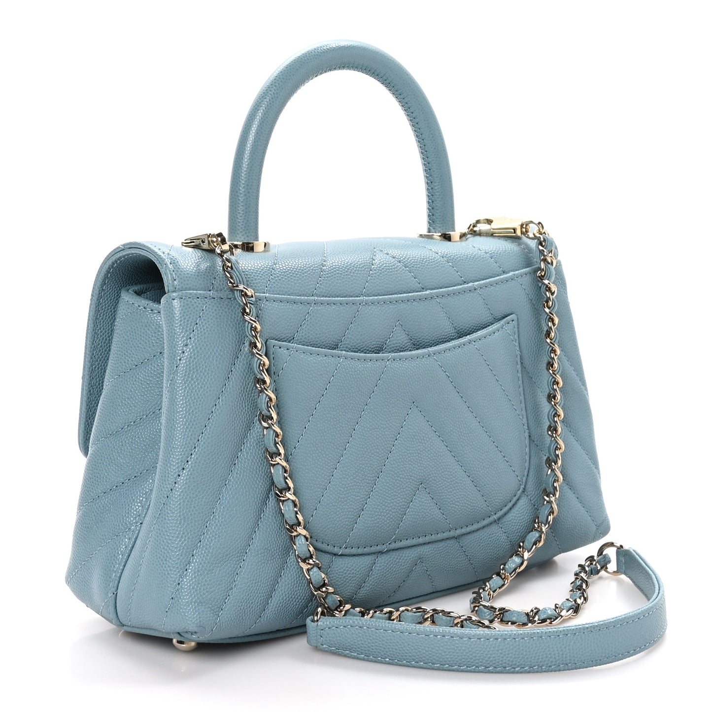 Caviar Chevron Quilted Mini Coco Handle Flap