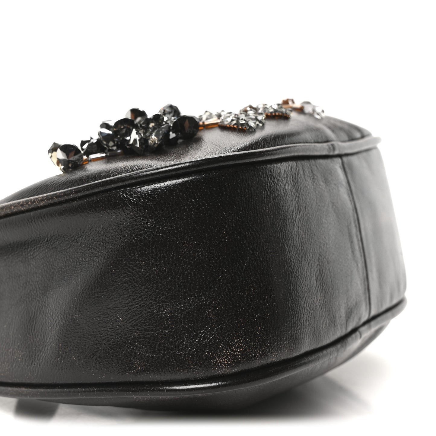 Nappa Crystal Embroidered Mini Wander Hobo Caffe