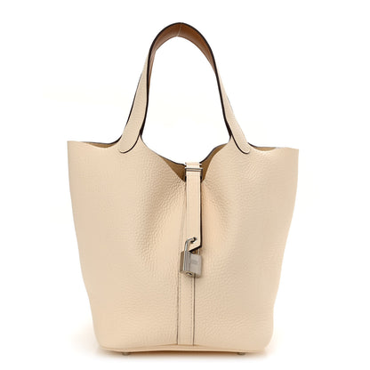 Hermes Taurillon Clemence Swift Eclat Picotin Lock 22 MM Nata Sesame 1 of 11