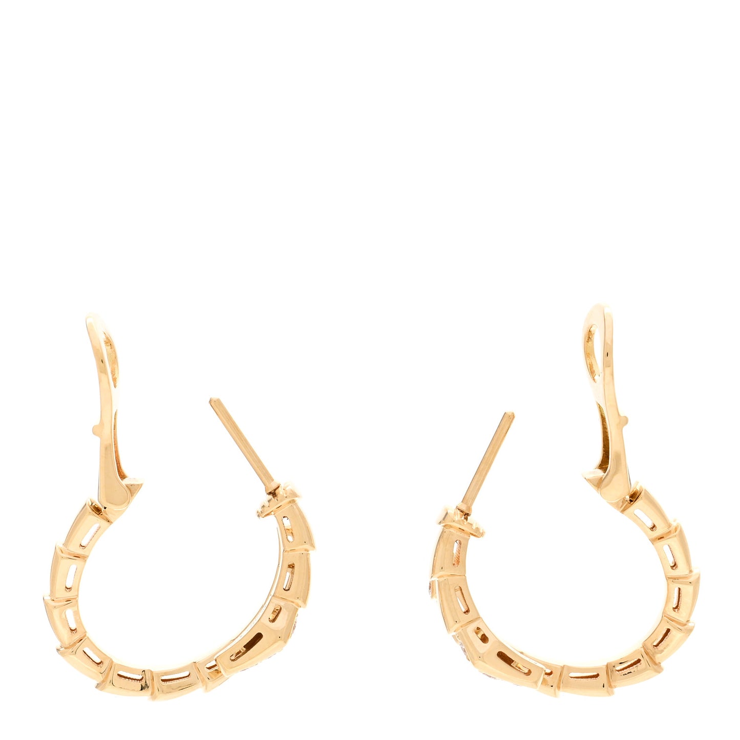 18K Yellow Gold Diamond Serpenti Viper Hoop Earrings
