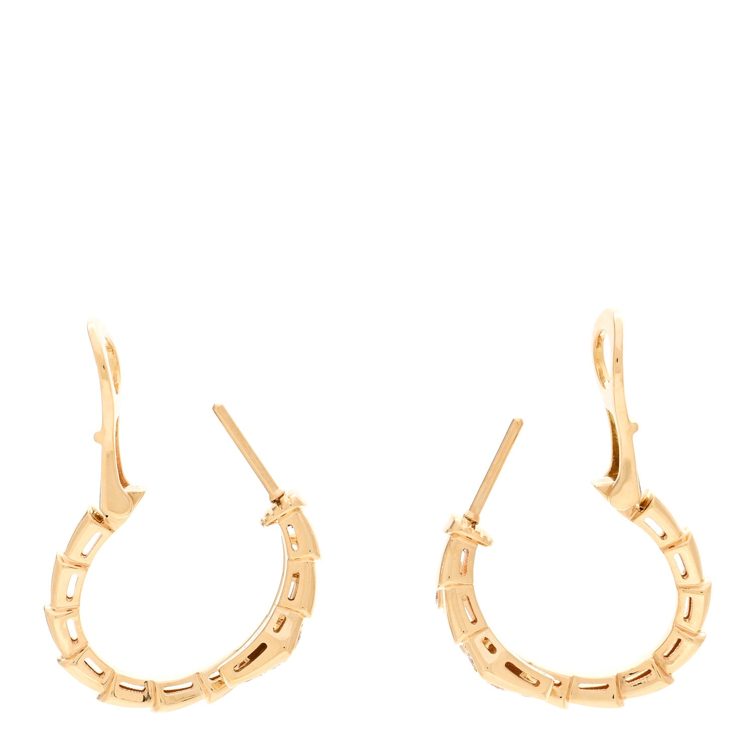 Bulgari 18K Yellow Gold Diamond Serpenti Viper Hoop Earrings 3 of 6