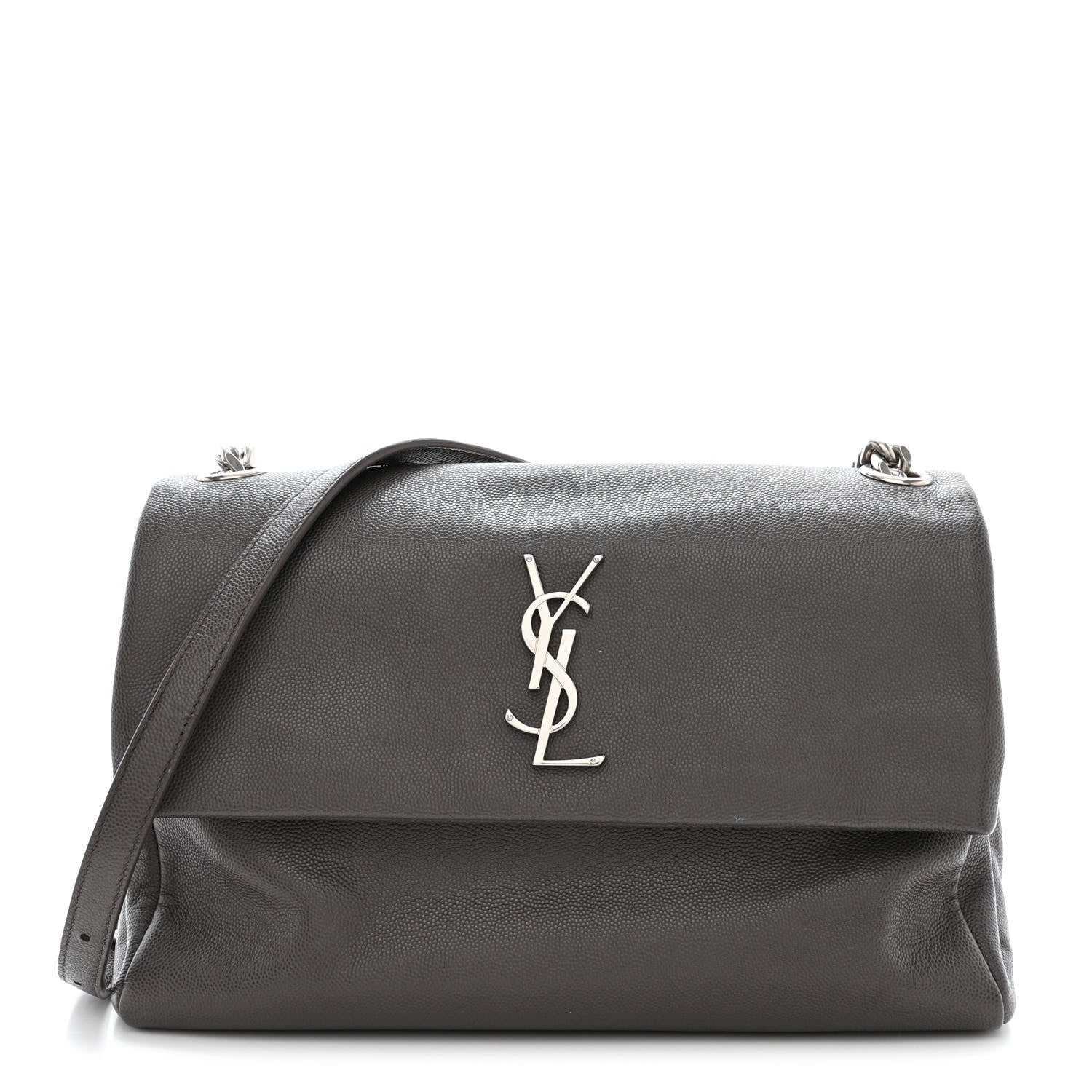 Saint Laurent Grain De Poudre Medium West Hollywood Monogram Fold-Over Earth 1 of 10