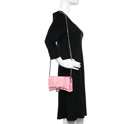 Balenciaga Nappa Denim Printed Hourglass Chain Bag Denim Pink 2 of 10