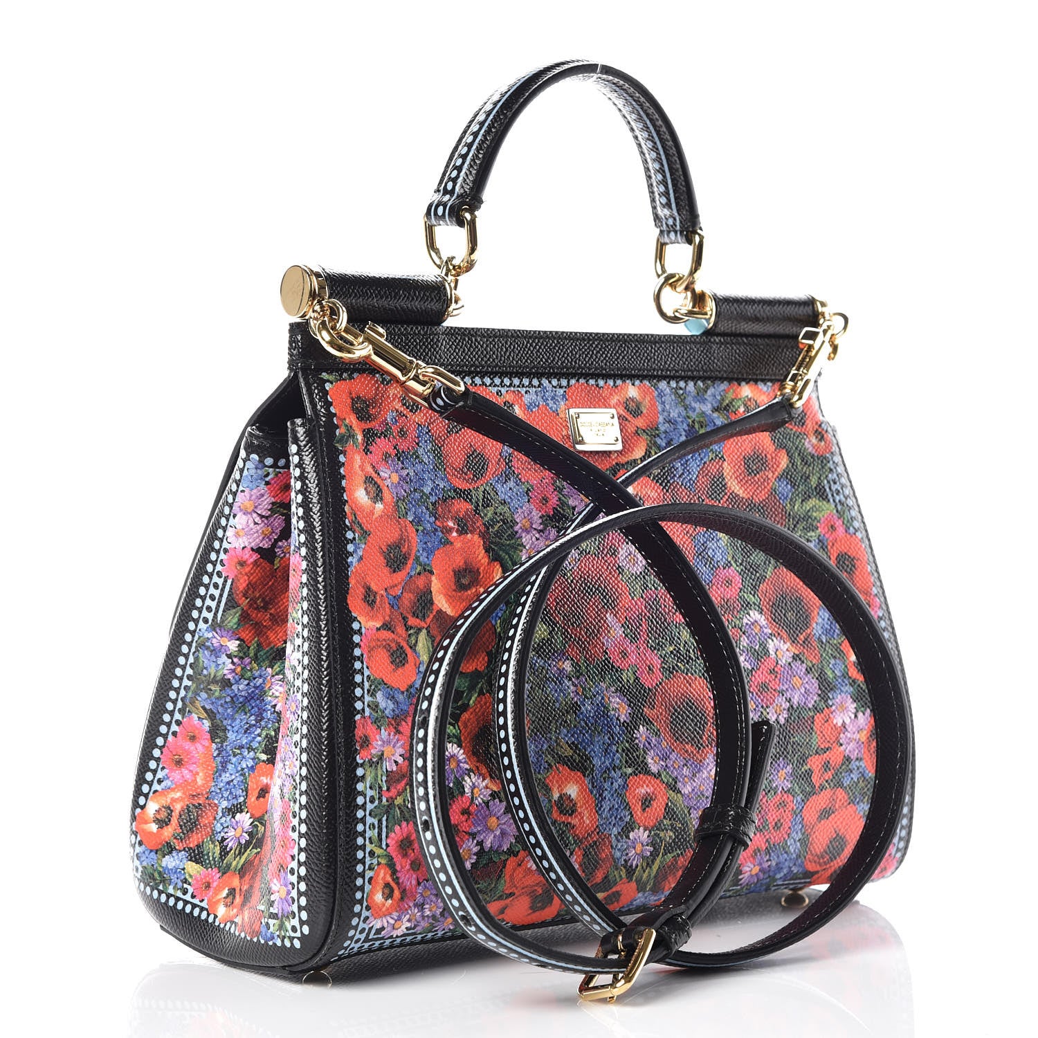 Dolce & Gabbana Dauphine Floral Print Medium Miss Sicily Satchel Black 3 of 10