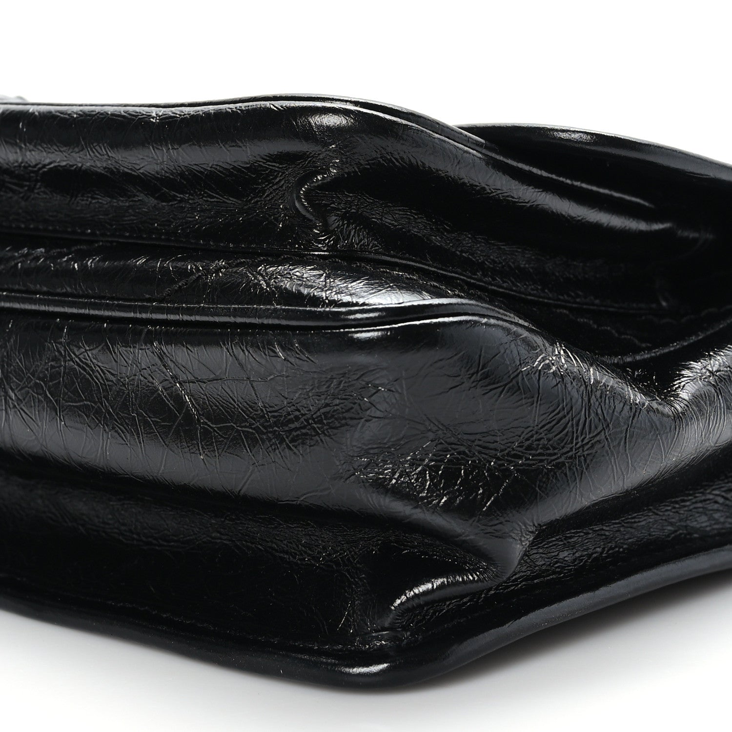 Saint Laurent Crinkled Calfskin Matelasse Monogram Baby Niki Chain Satchel Black 6 of 8