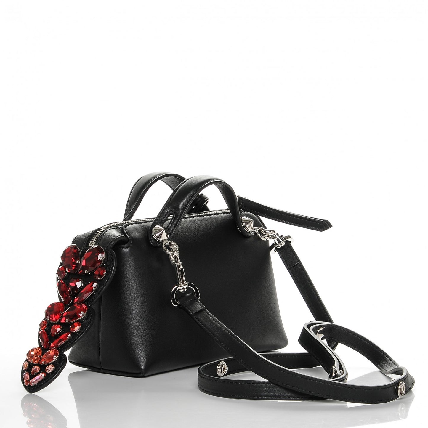 Vitello Dolce Crystal Heart Croc Tail Mini By The Way Boston Bag Black Rosso