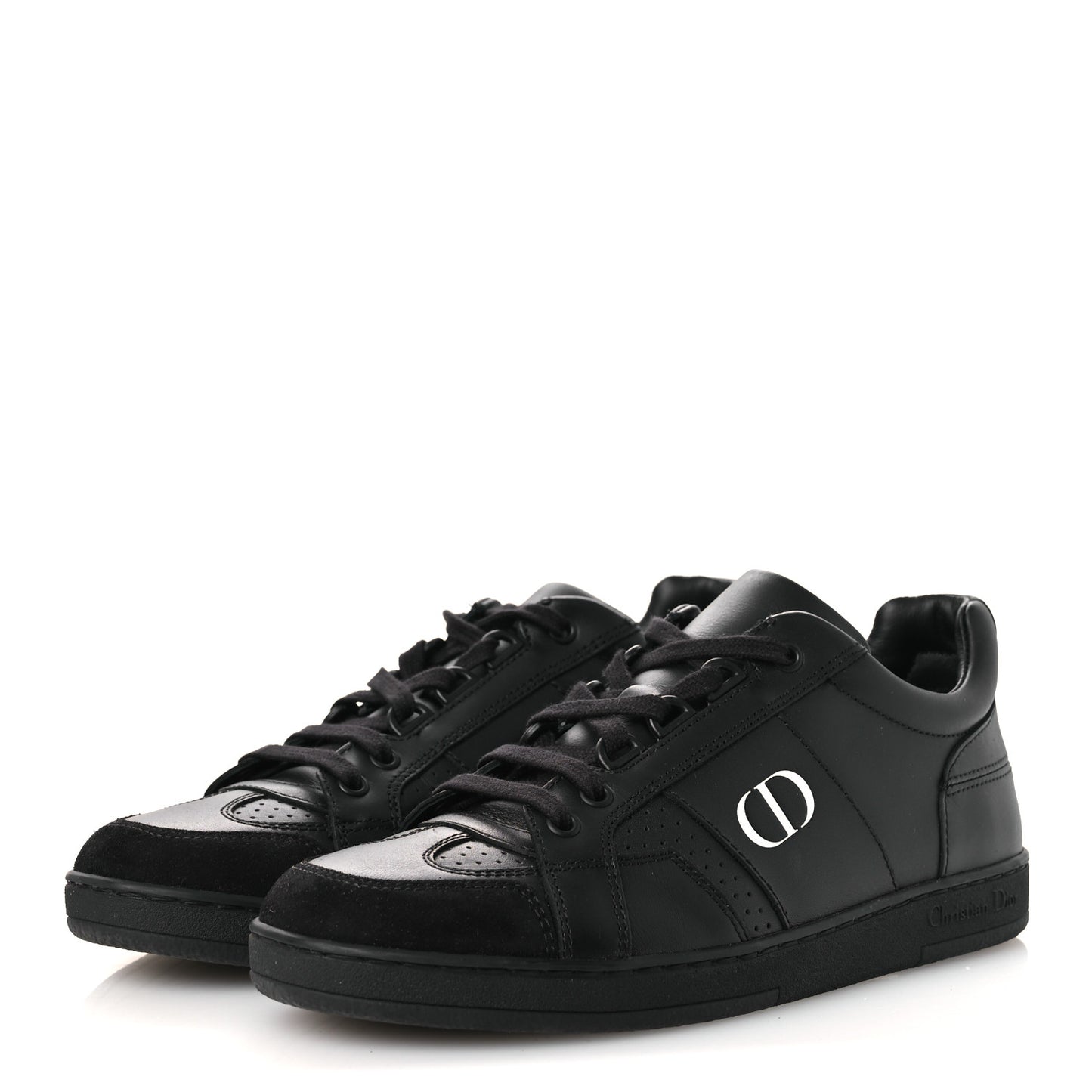 Calfskin Suede Logo Sneakers 36.5 Black