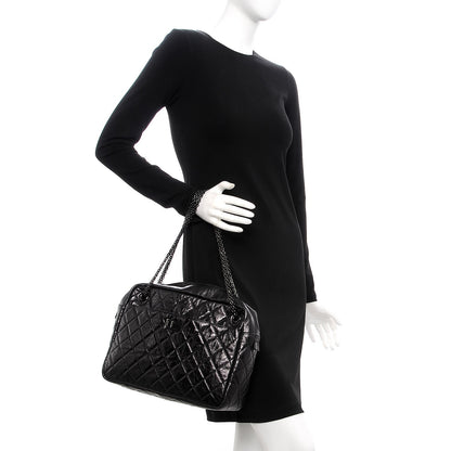 Chanel Metallic Aged Calfskin Quilted Large Reissue Camera Case Black 2 of 8