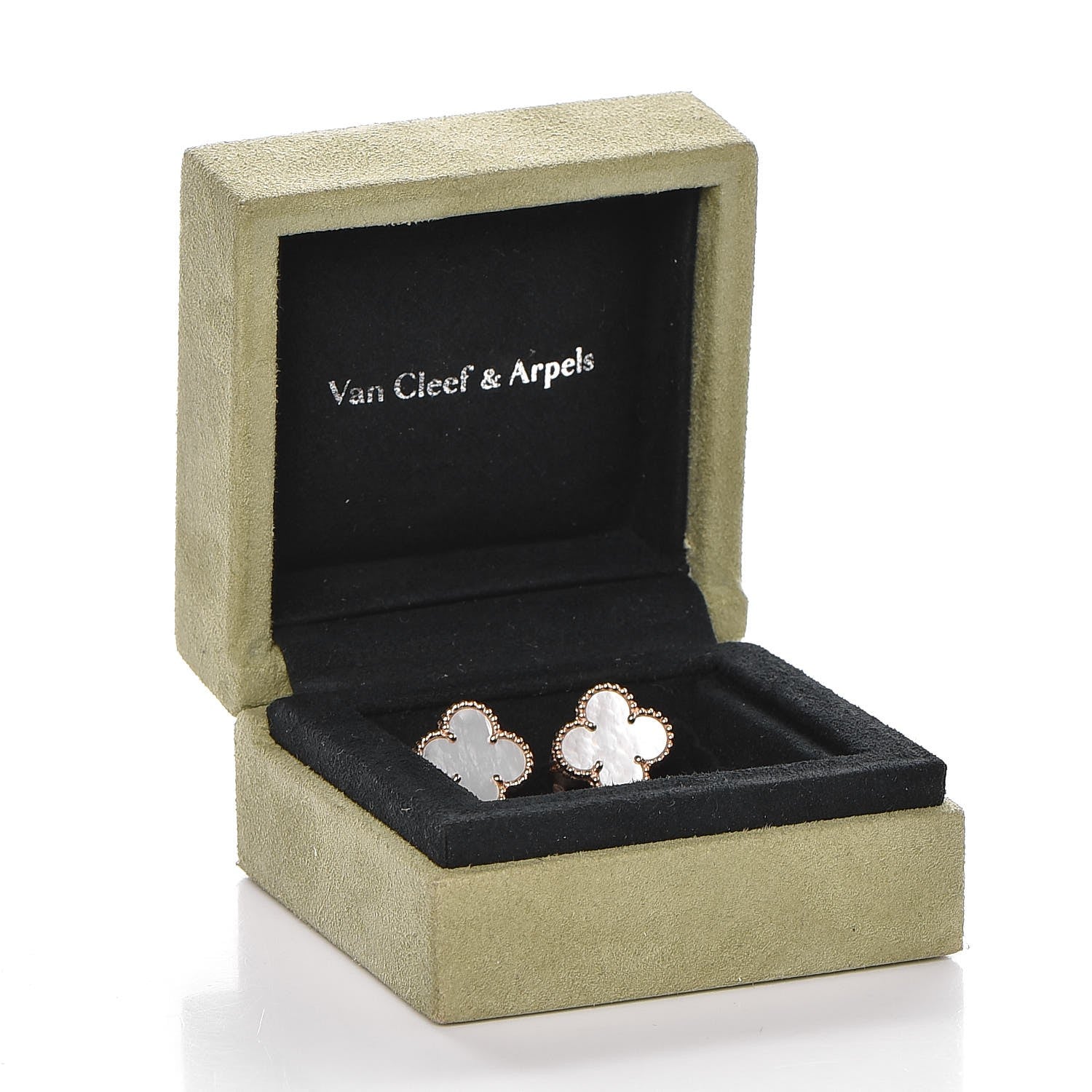 Van Cleef & Arpels 18K Rose Gold Mother of Pearl Vintage Alhambra Earrings 7 of 7