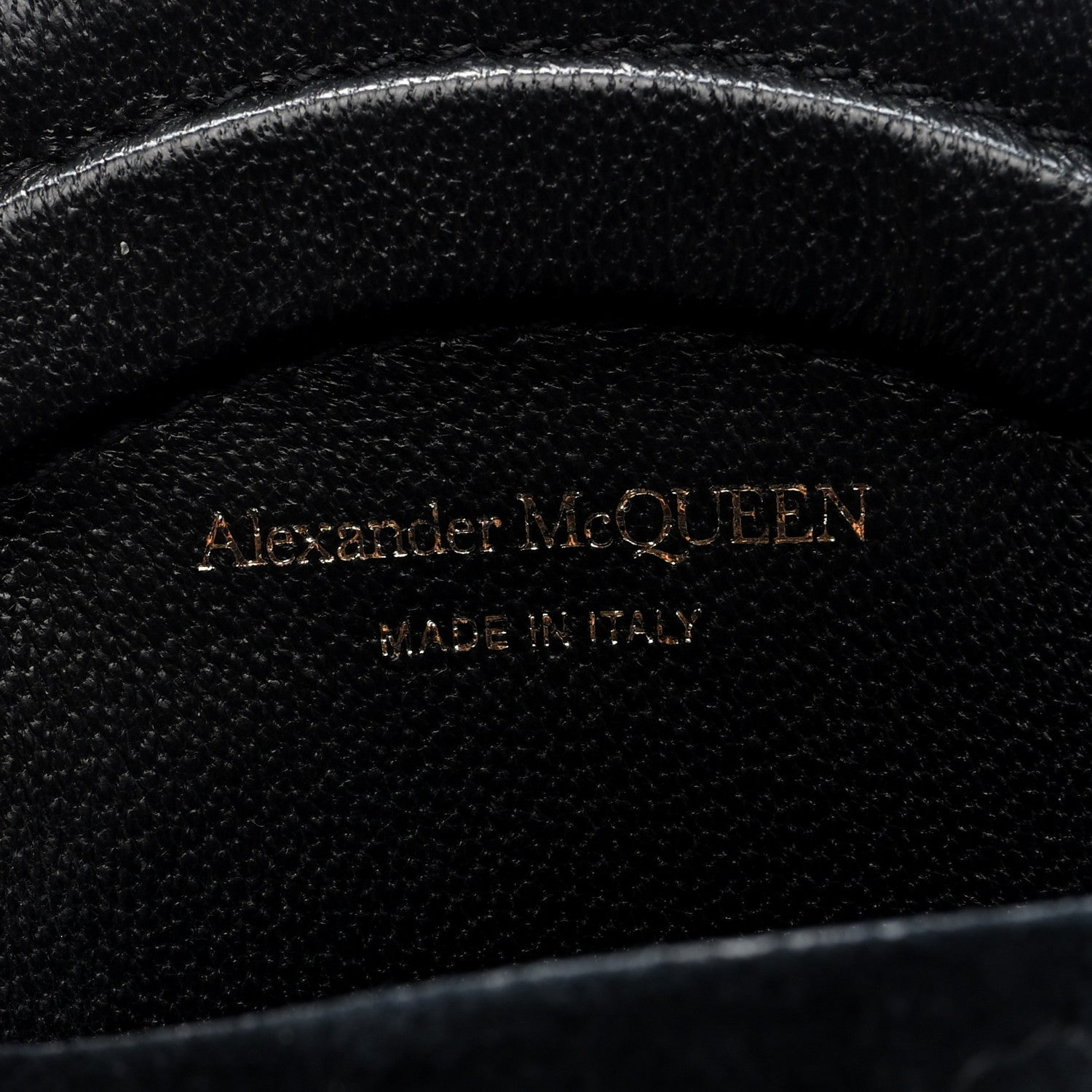 Alexander McQueen Calfskin Crystal Micro Curve Bucket Bag Black Gold 6 of 9
