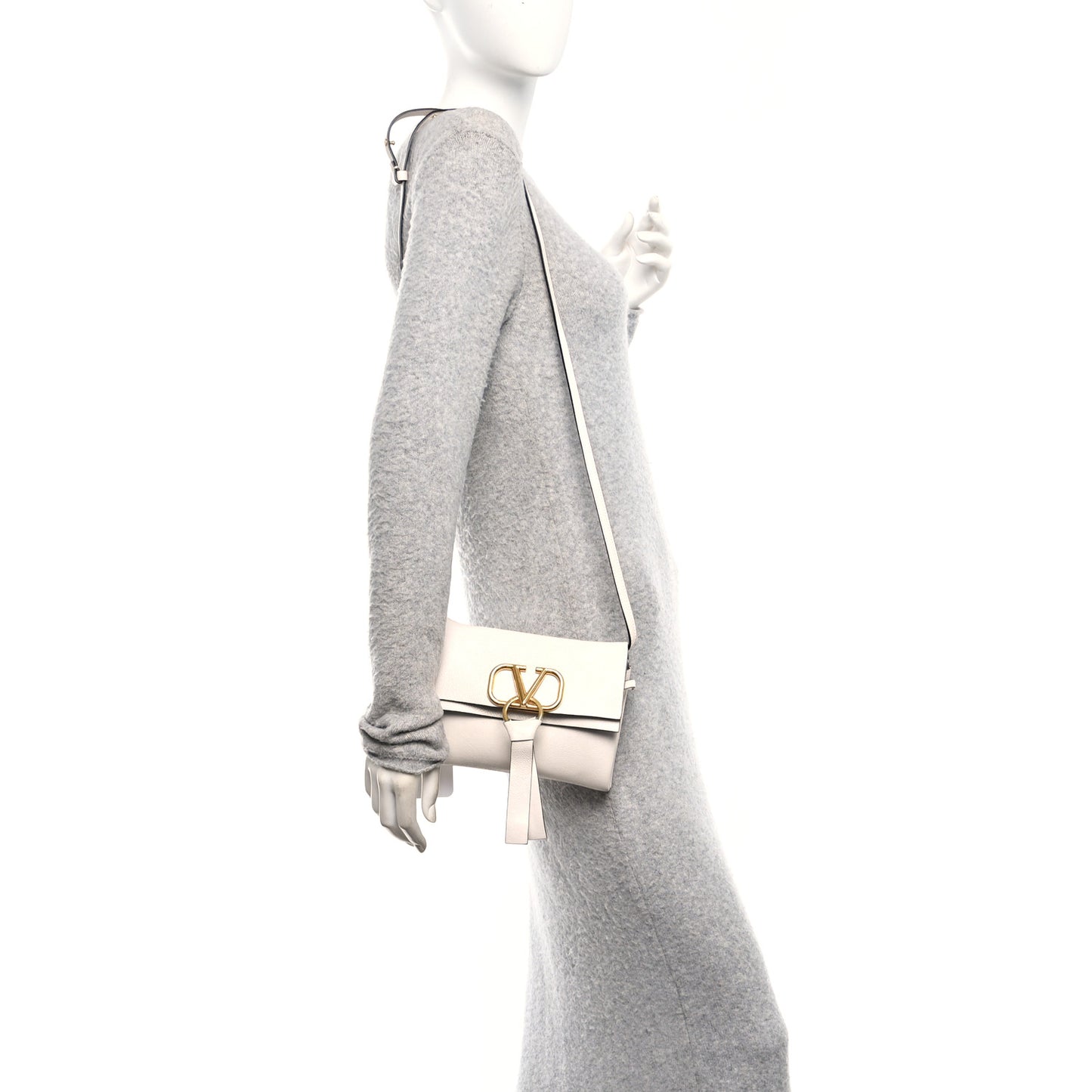 Calfskin Small VRing Crossbody Bag Ivory