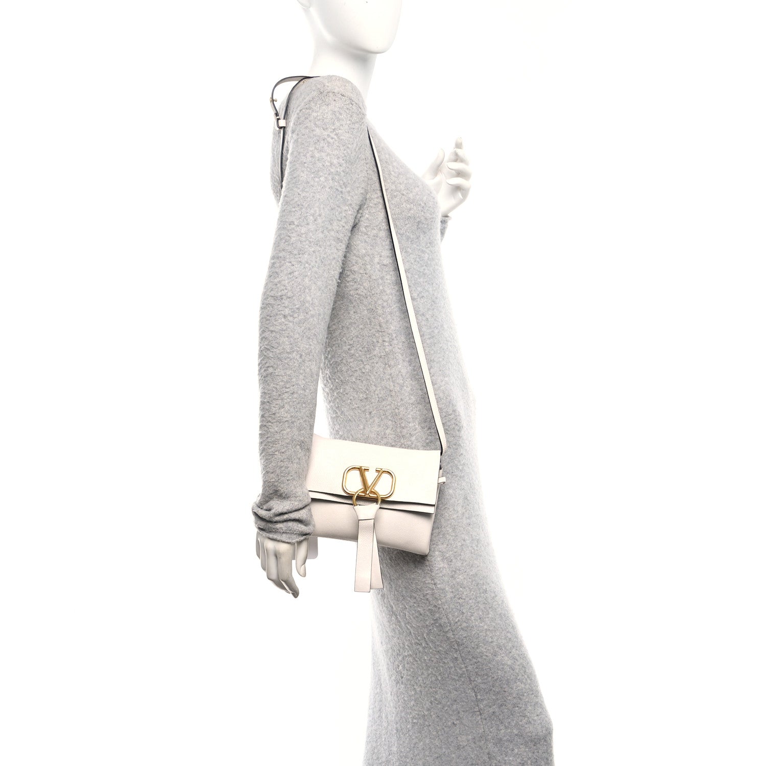 Valentino Garavani Calfskin Small VRing Crossbody Bag Ivory 2 of 11