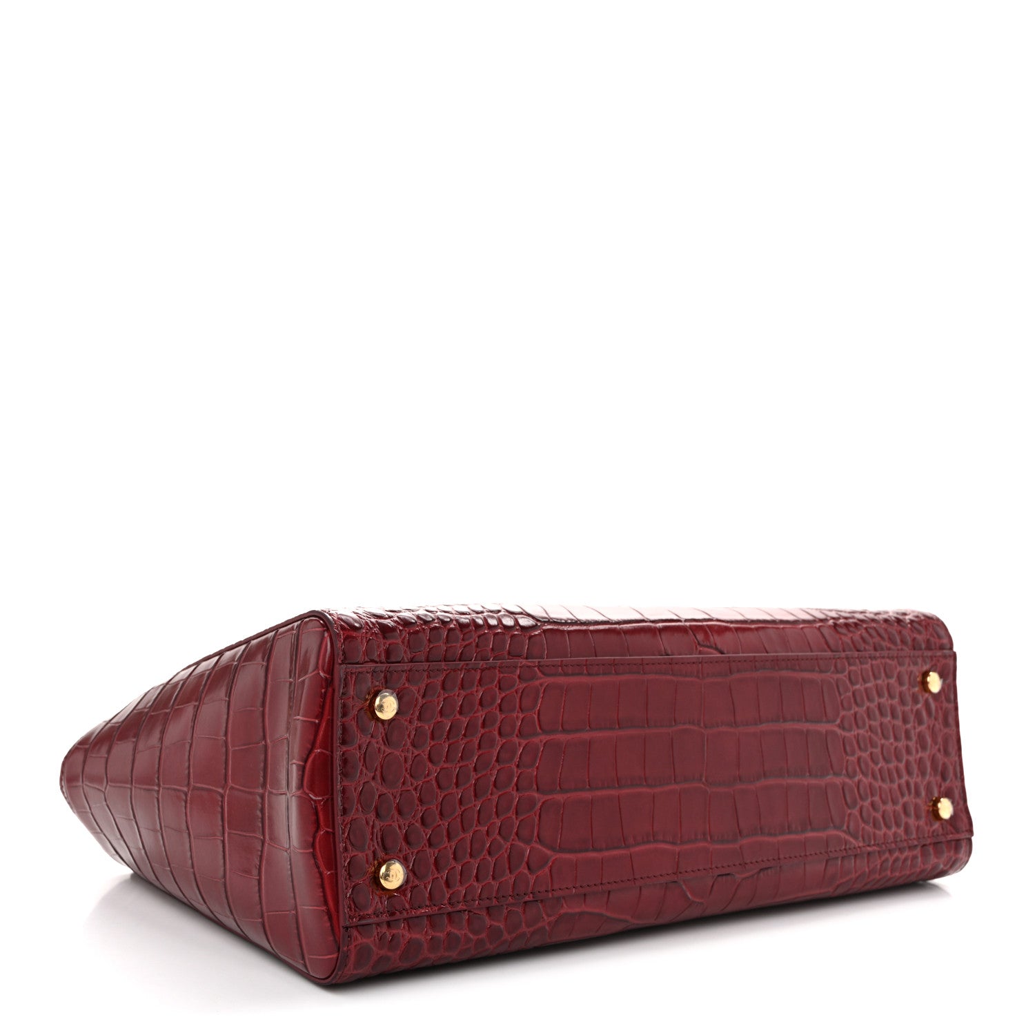 Chanel Calfskin Crocodile Embossed Archetype Small Shopping Tote Burgundy 4 of 11