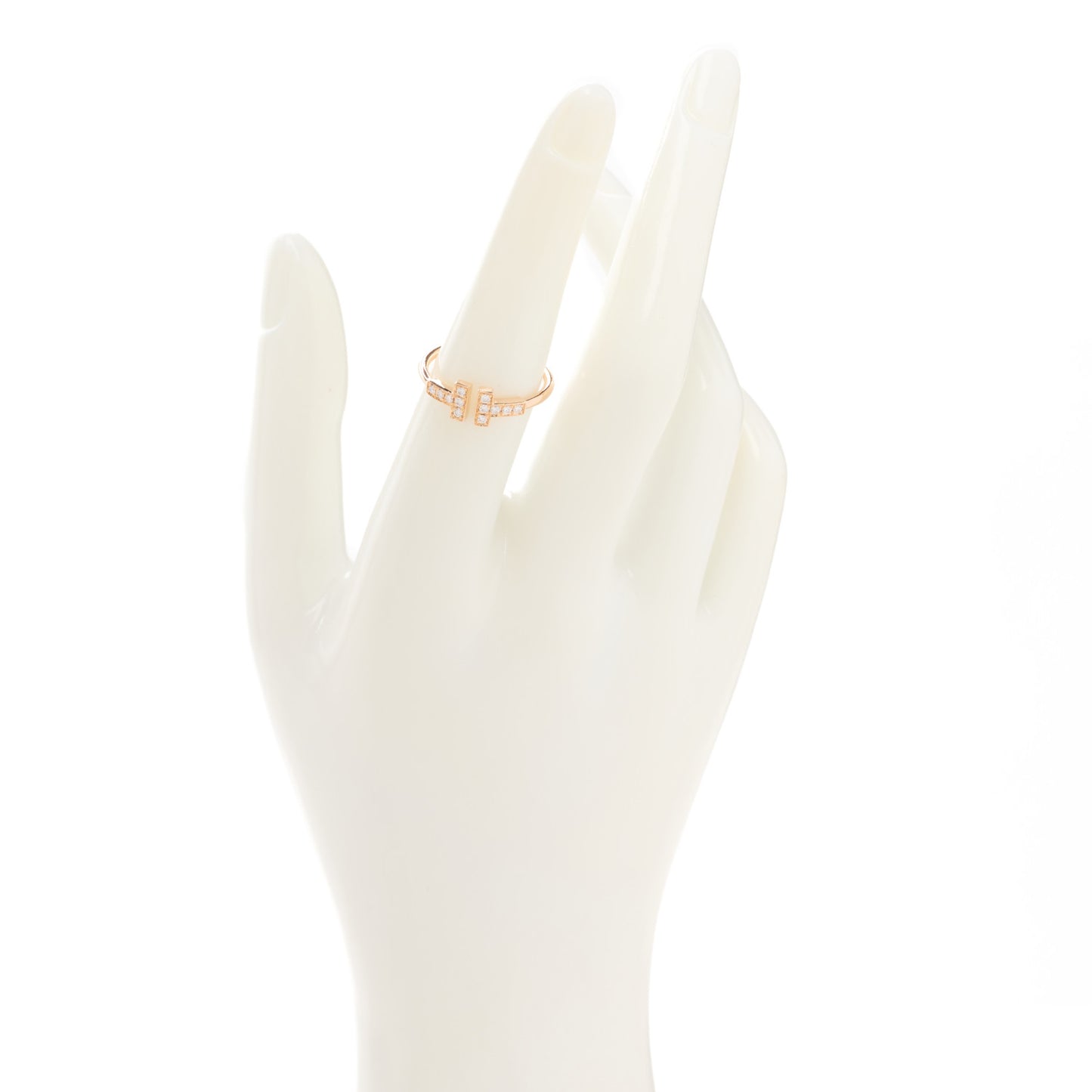 18K Rose Gold Diamond T Wire Ring 53 6.5
