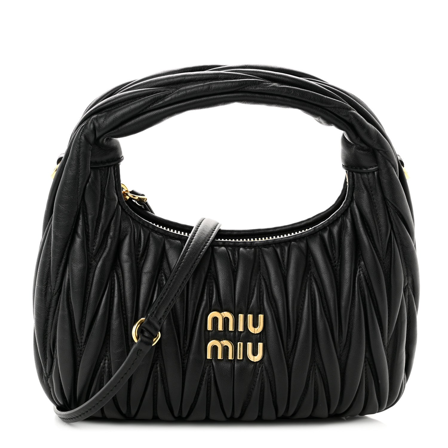 Miu Miu Nappa Matelasse Small Wander Hobo Black 1 of 8