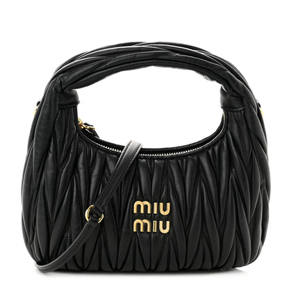 Miu Miu Nappa Matelasse Small Wander Hobo Black 1 of 8