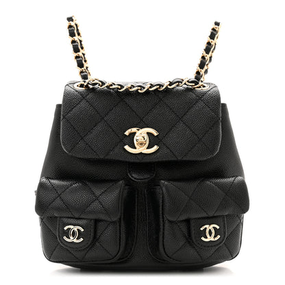 Chanel Shiny Caviar Quilted Small Duma Pockets Drawstring Backpack Black 1 of 10