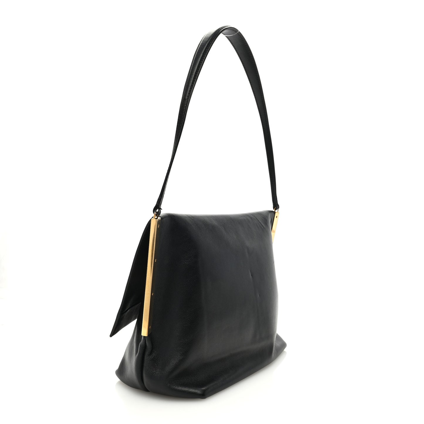 Smooth Calfskin Flap Clasp Bag Black