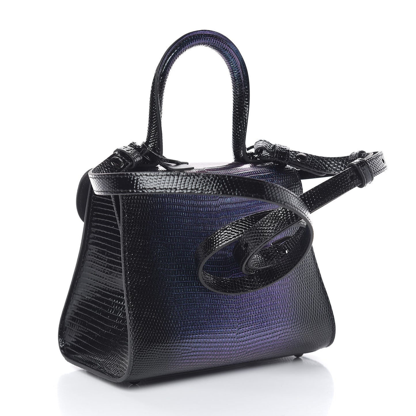 Iridescent Lizard Mini Brillant Satchel Black