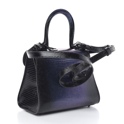 Delvaux Iridescent Lizard Mini Brillant Satchel Black 3 of 9