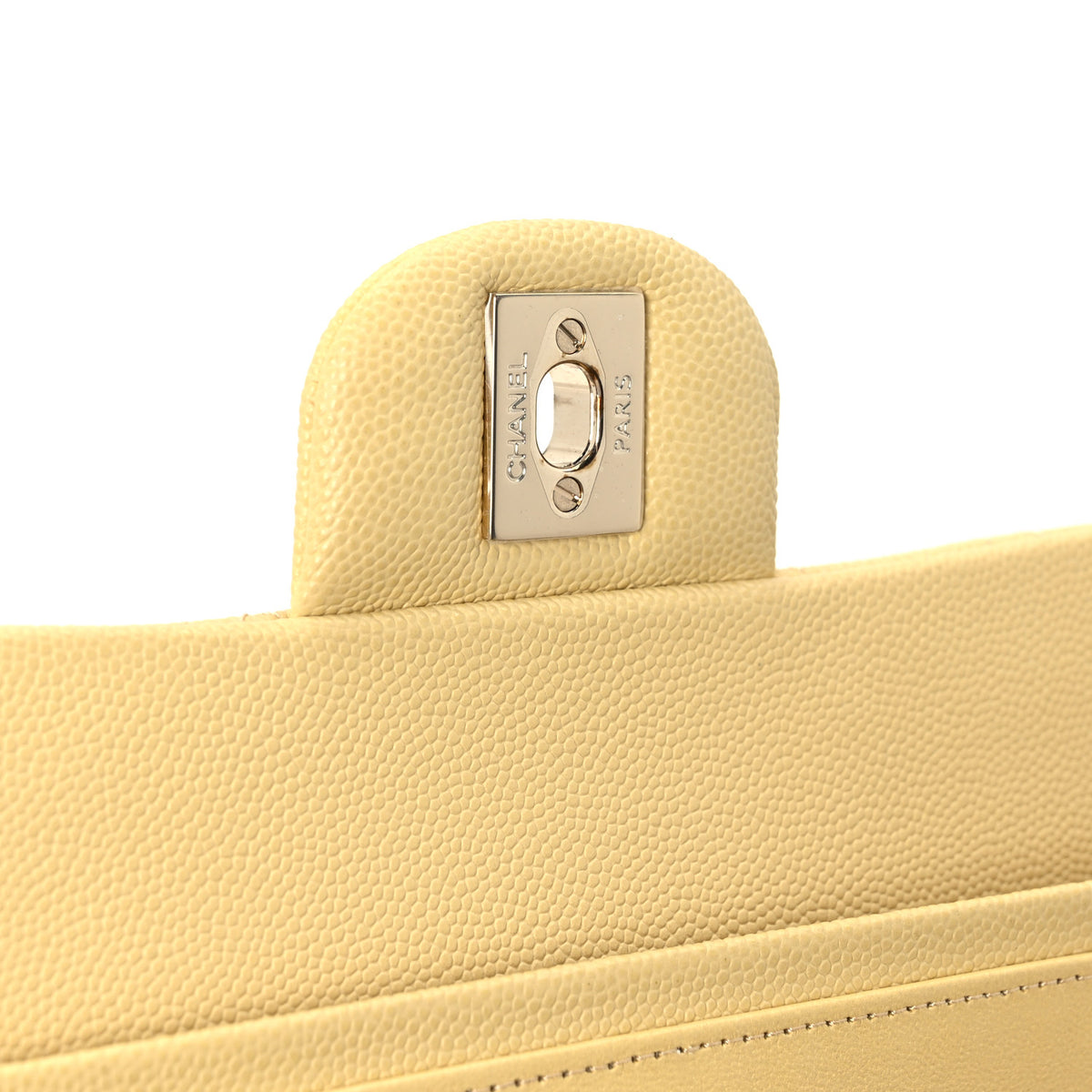 Chanel Caviar Quilted Medium Double Flap Light Yellow 6 of 10