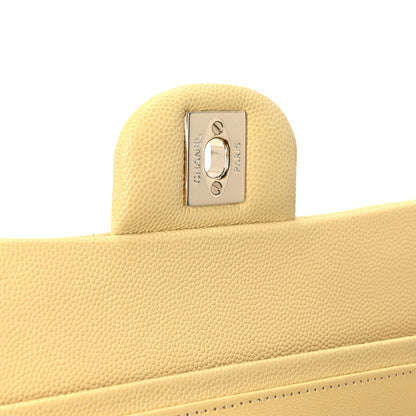 Chanel Caviar Quilted Medium Double Flap Light Yellow 6 of 10